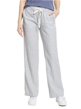 NWT Nordstrom Caslon Navy/Ivory Linen Drawstring Pants Size: XL